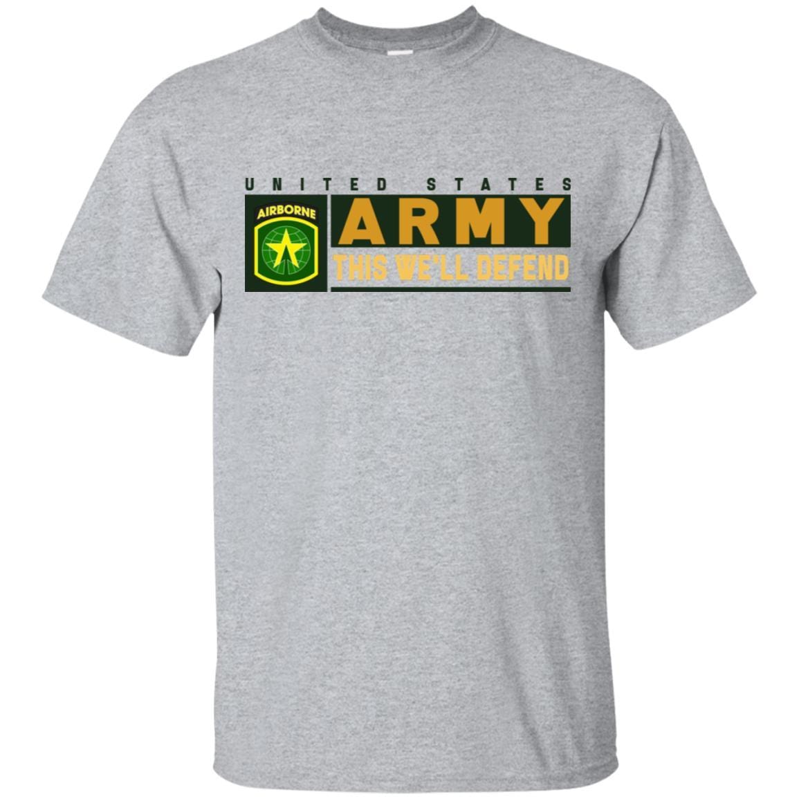US Army 16TH MILITARY POLICE BRIGADE WITH AIRBORNE TAB- This We'll Defend T-Shirt On Front For Men-TShirt-Army-Veterans Nation