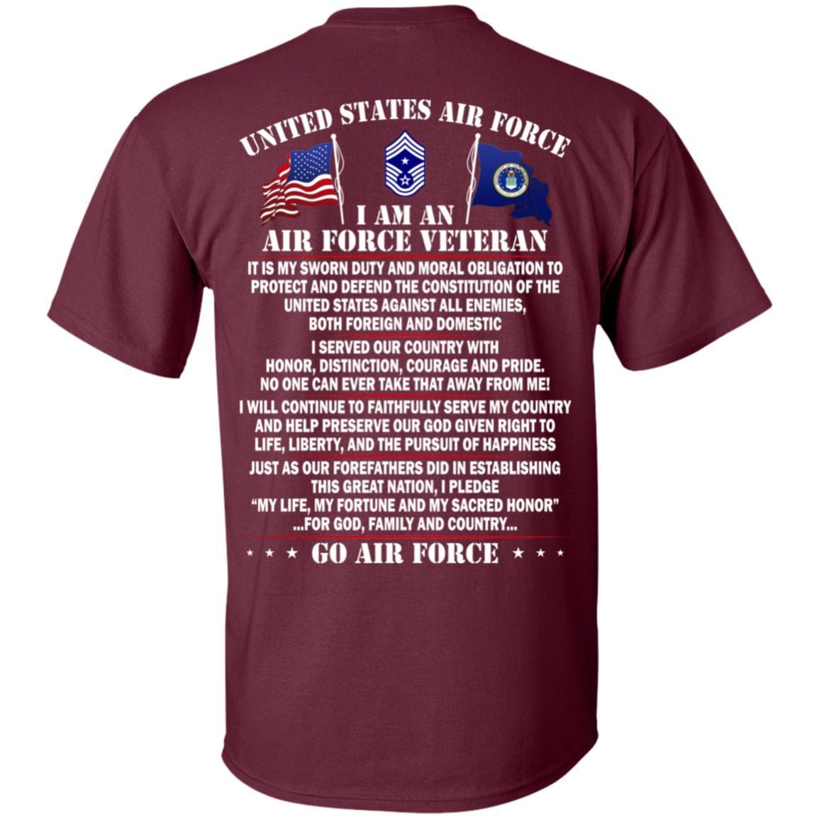 US Air Force E-9 Command Chief Master Sergeant CCM E9 Noncommissioned Officer Ranks - Go Air Force T-Shirt On Back-TShirt-USAF-Veterans Nation