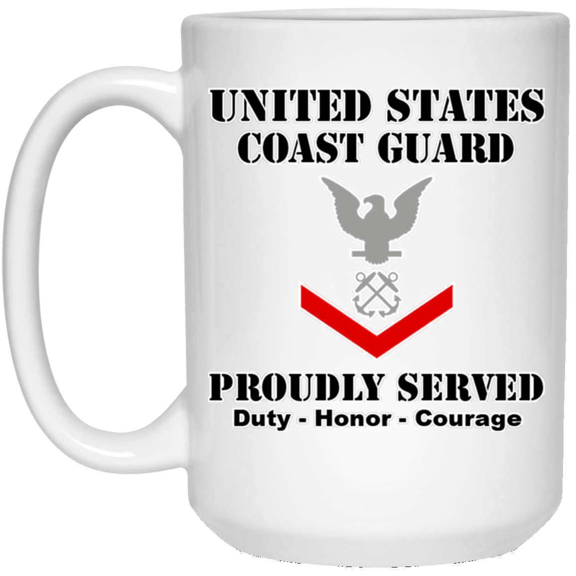 US Coast Guard E-4 Petty Officer Third Class E4 PO3 Petty Officer Ranks White Coffee Mug - Stainless Travel Mug-Mug-USCG-Collar-Veterans Nation