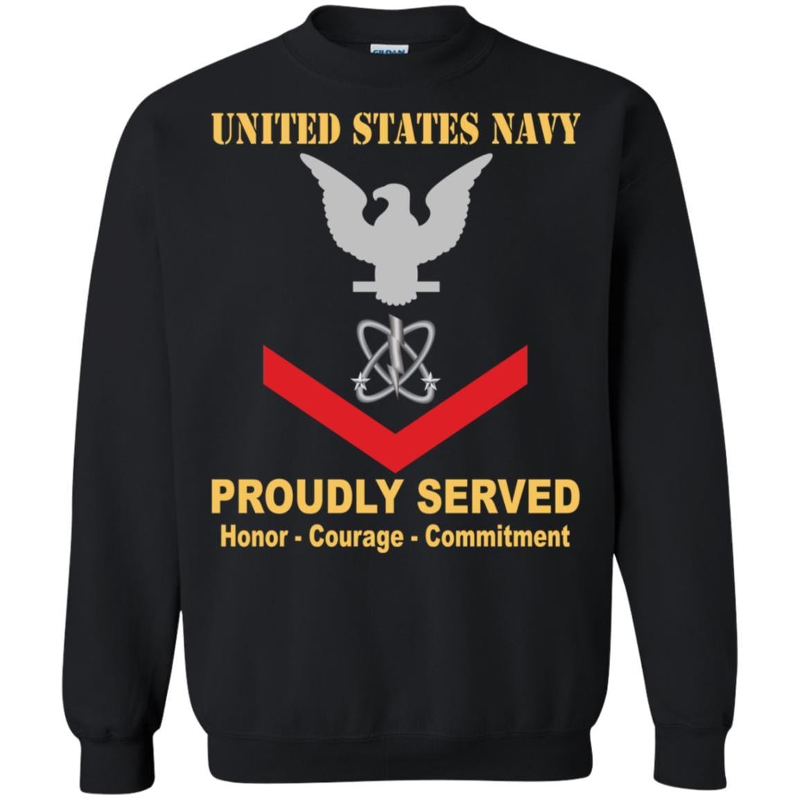 Navy Electronics Warfare Technician Navy EW E-4 Rating Badges Proudly Served T-Shirt For Men On Front-TShirt-Navy-Veterans Nation