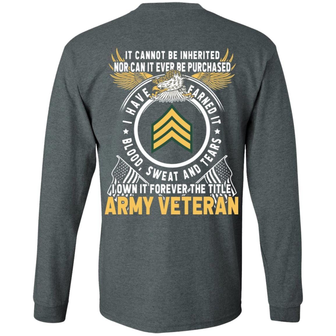 US Army E-5 Sergeant E5 SGT Noncommissioned Officer Ranks T-Shirt For Men On Back-TShirt-Army-Veterans Nation