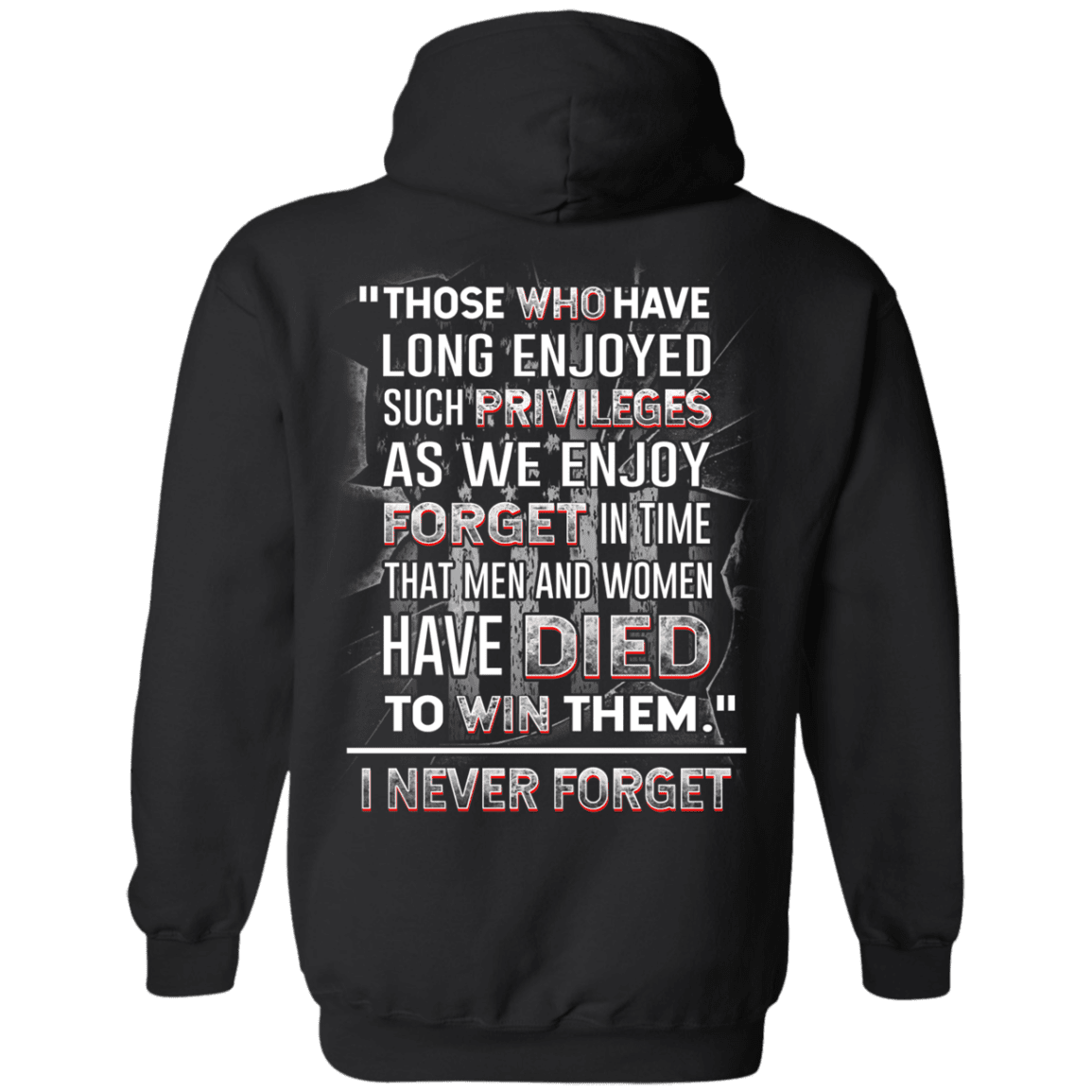 Military T-Shirt "I Never Forget Men And Women Veteran" - Men Back-TShirt-General-Veterans Nation