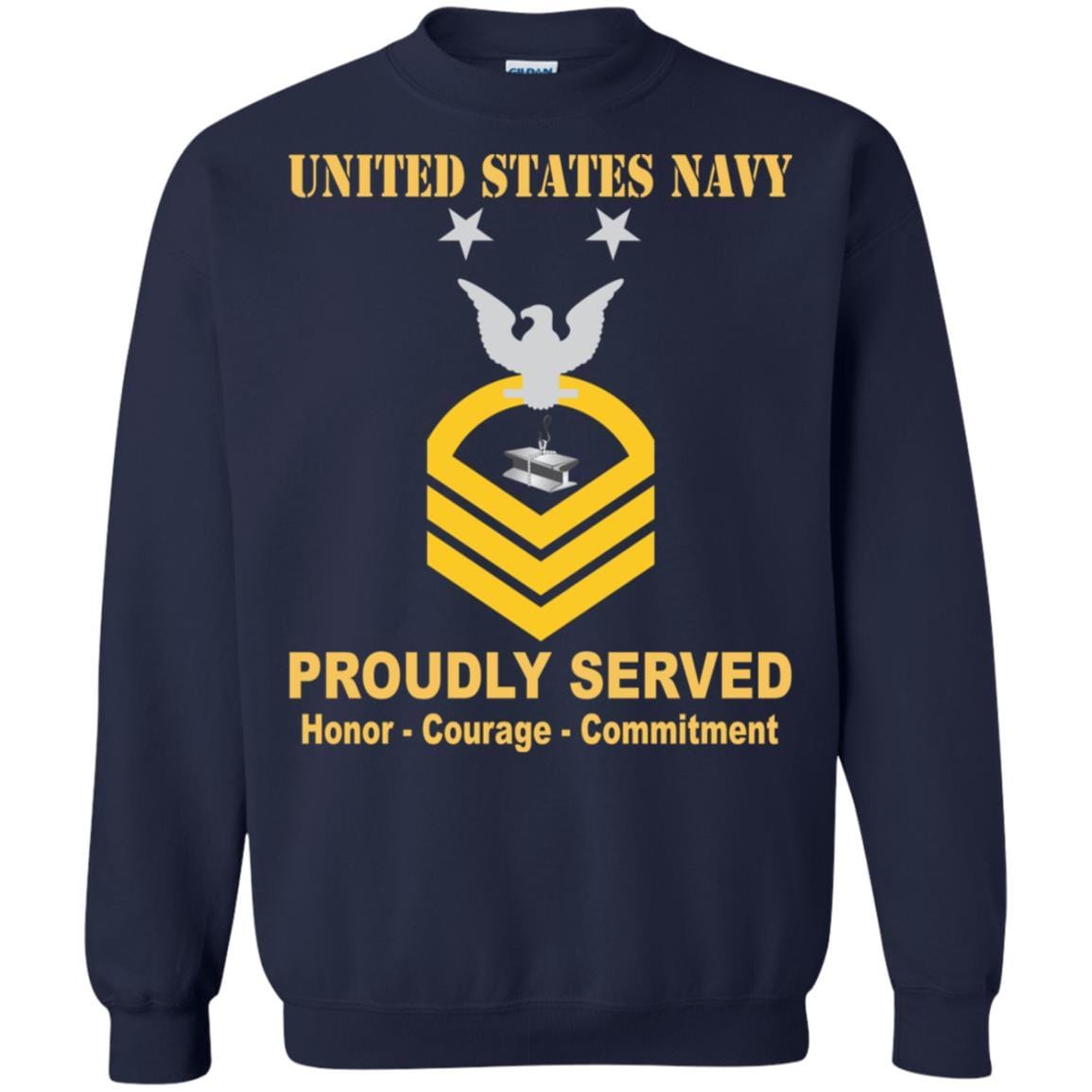 Navy Steelworker Navy SW E-9 Rating Badges Proudly Served T-Shirt For Men On Front-TShirt-Navy-Veterans Nation