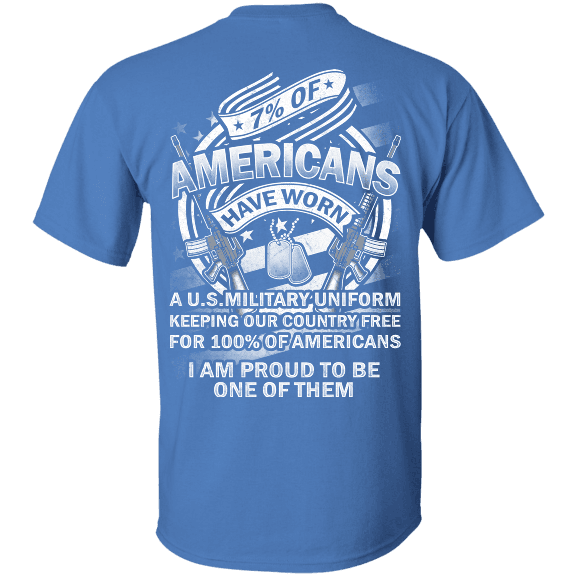Military T-Shirt "7% of Americans Have Worn Proud To Be one of Them" Men Back-TShirt-General-Veterans Nation