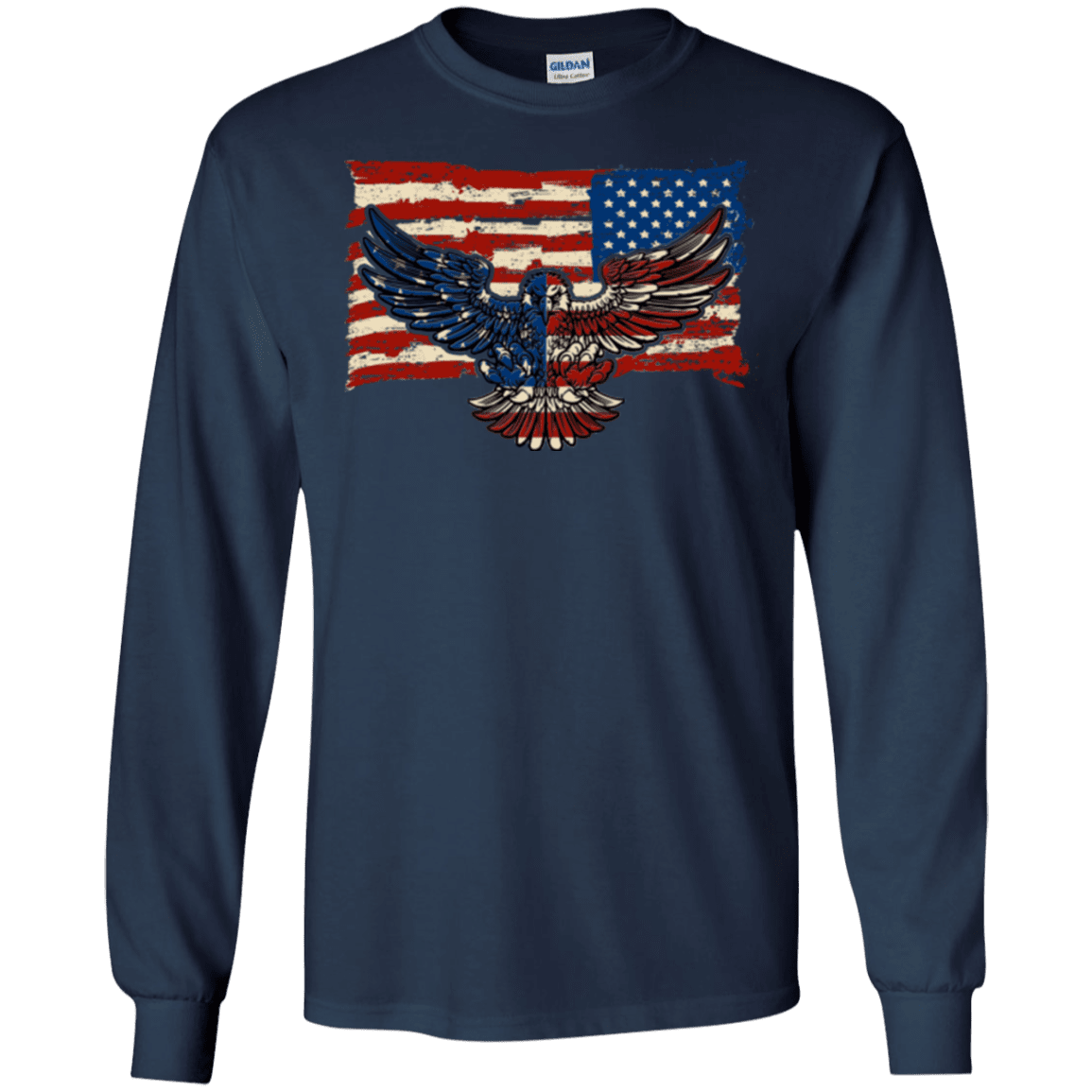 Military T-Shirt "Independence 4 of July Veteran Eagle Flag" Front-TShirt-General-Veterans Nation