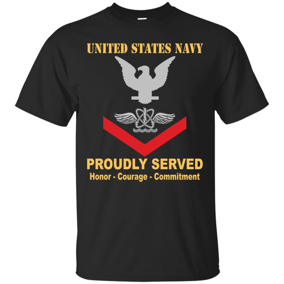 U.S Navy Naval aircrewman Navy AW E-4 Rating Badges Proudly Served T-Shirt For Men On Front-TShirt-Navy-Veterans Nation