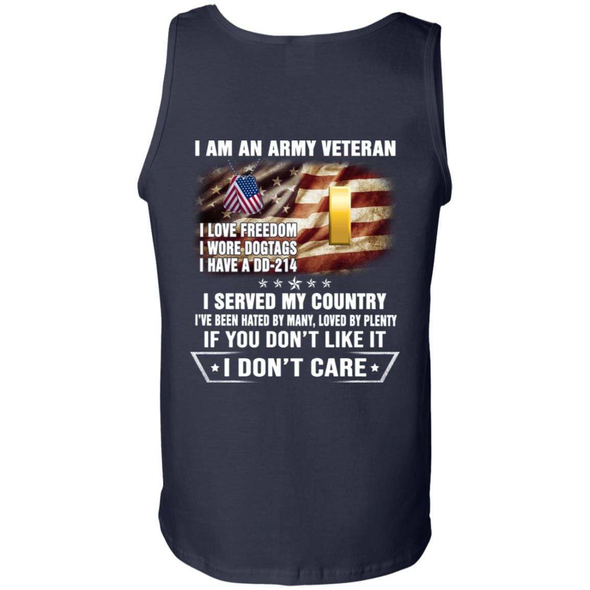 T-Shirt "I Am An Army Veteran" O-1 Second Lieutenant(2LT)Rank On Back-TShirt-Army-Veterans Nation