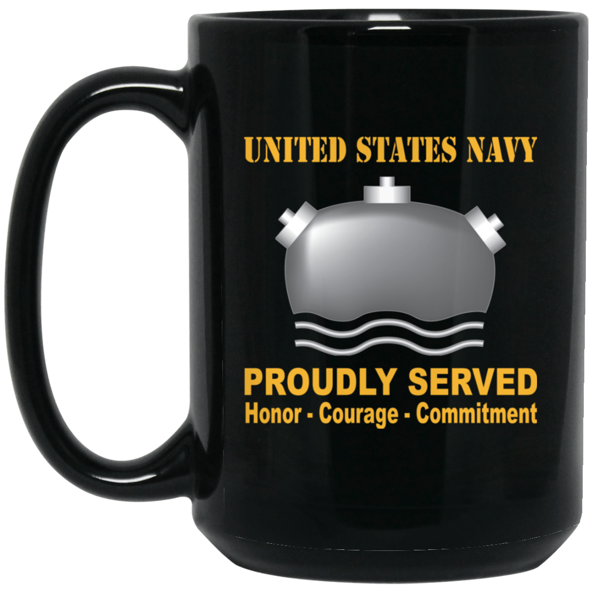 Navy Mineman Navy MN Proudly Served Black Mug 11 oz - 15 oz-Mug-Navy-Rate-Veterans Nation