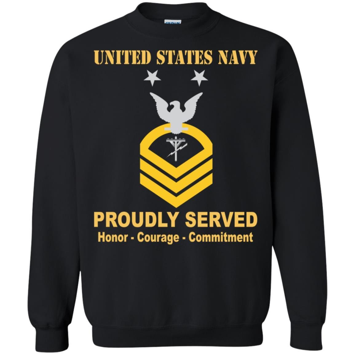 Navy Construction Electrician Navy CE E-9 Rating Badges Proudly Served T-Shirt For Men On Front-TShirt-Navy-Veterans Nation