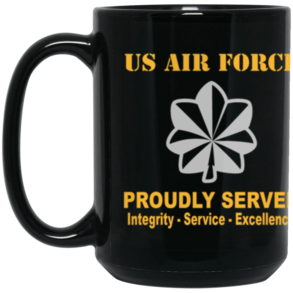 US Air Force O-5 Lieutenant Colonel Lt Co O5 Field Officer Ranks Proudly Served Core Values 15 oz. Black Mug-Drinkware-Veterans Nation