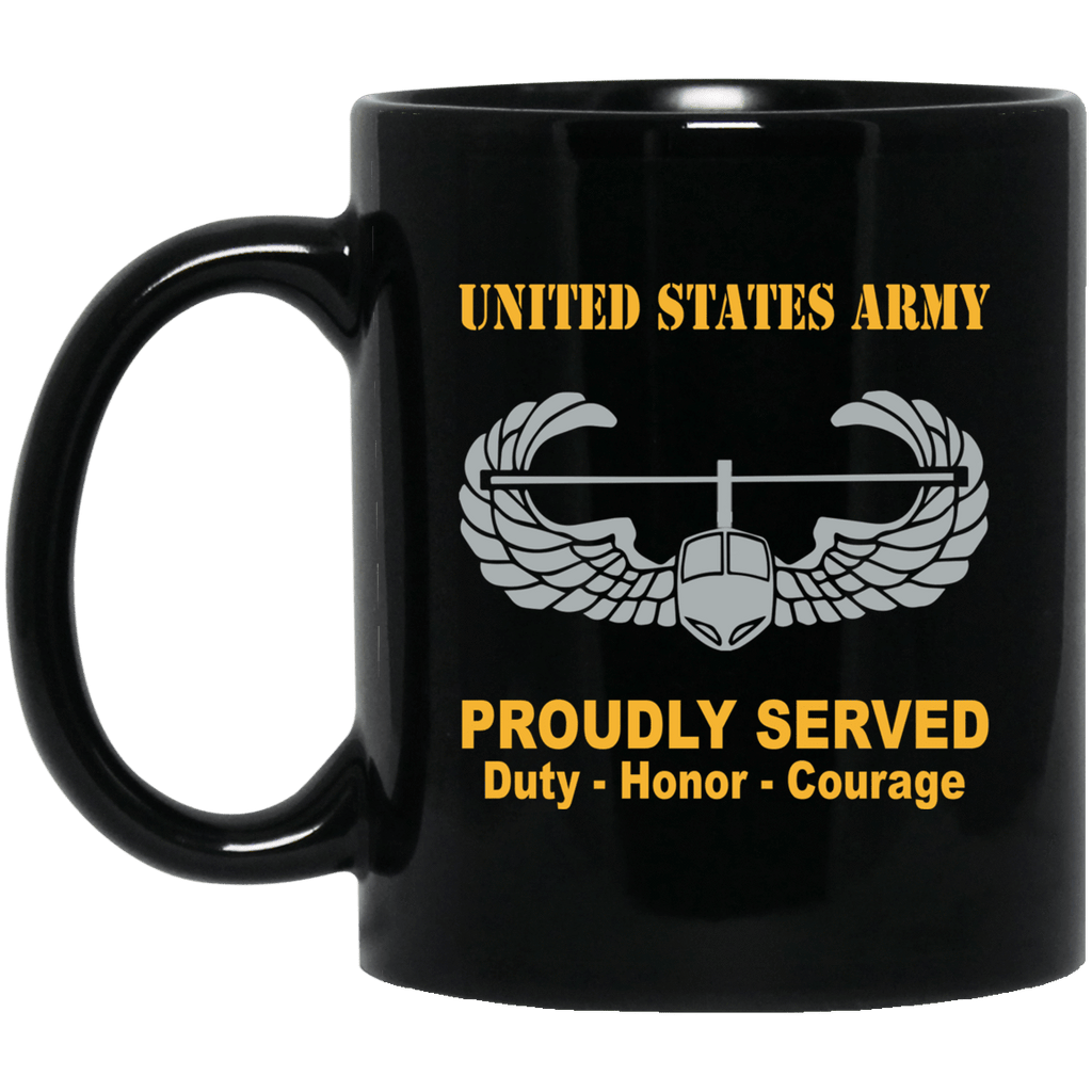 US Army Combat Badge Insignia Proudly Served Duty - Honor - Courage Black Coffee Mug 11oz-15oz-Mug-Army-Veterans Nation