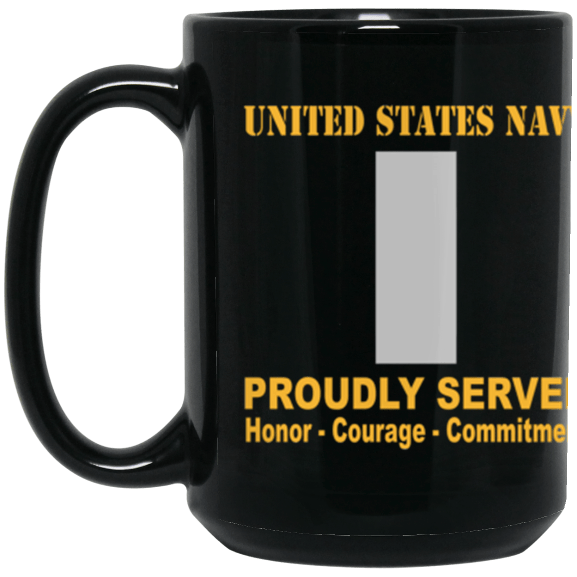 US Navy O-2 Lieutenant Junior Grade O2 LTJG Junior Officer Ranks Proudly Served Core Values 15 oz. Black Mug-Drinkware-Veterans Nation