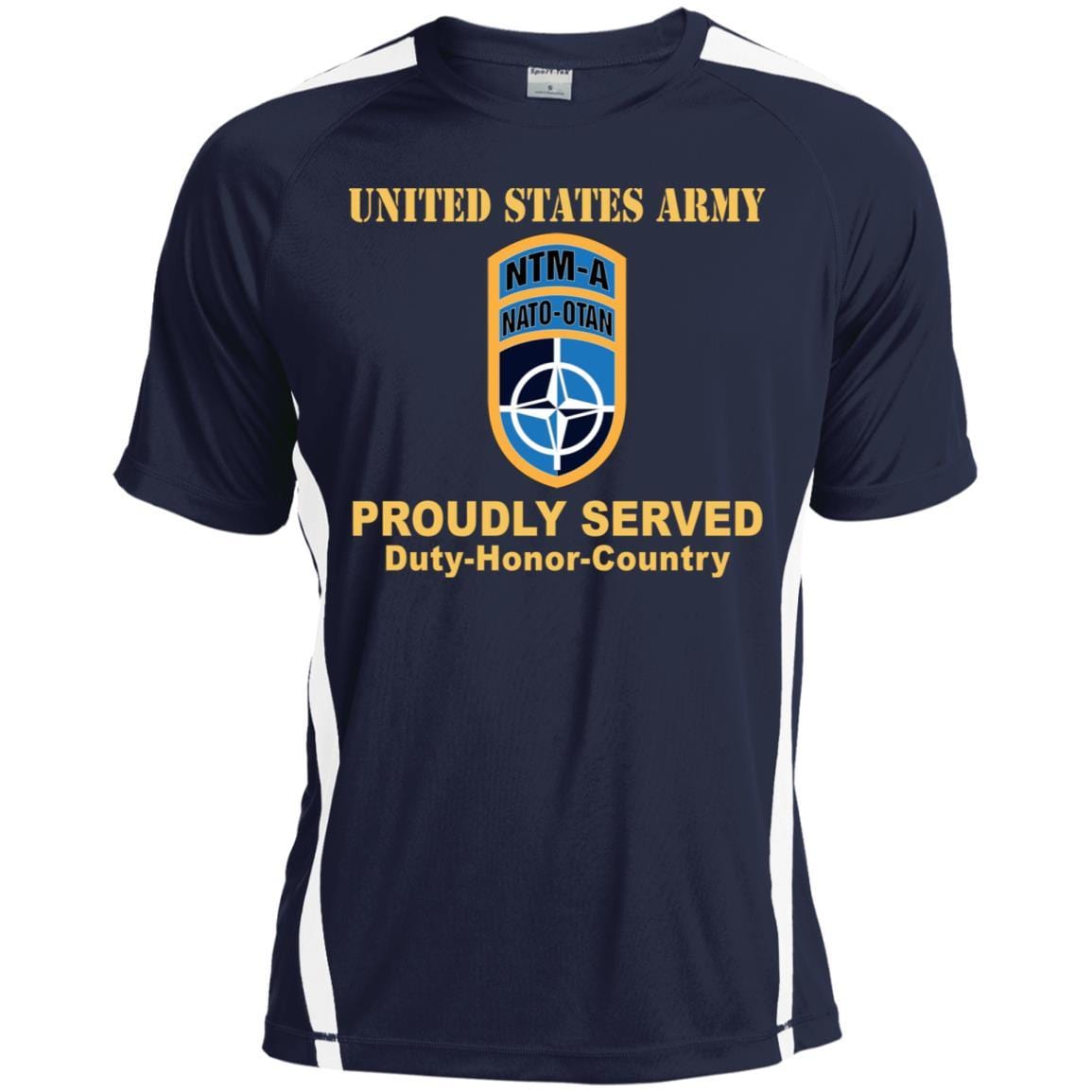 US ARMY CSIB NATO TRAINING MISSION AFGHANISTAN- Proudly Served T-Shirt On Front For Men-TShirt-Army-Veterans Nation