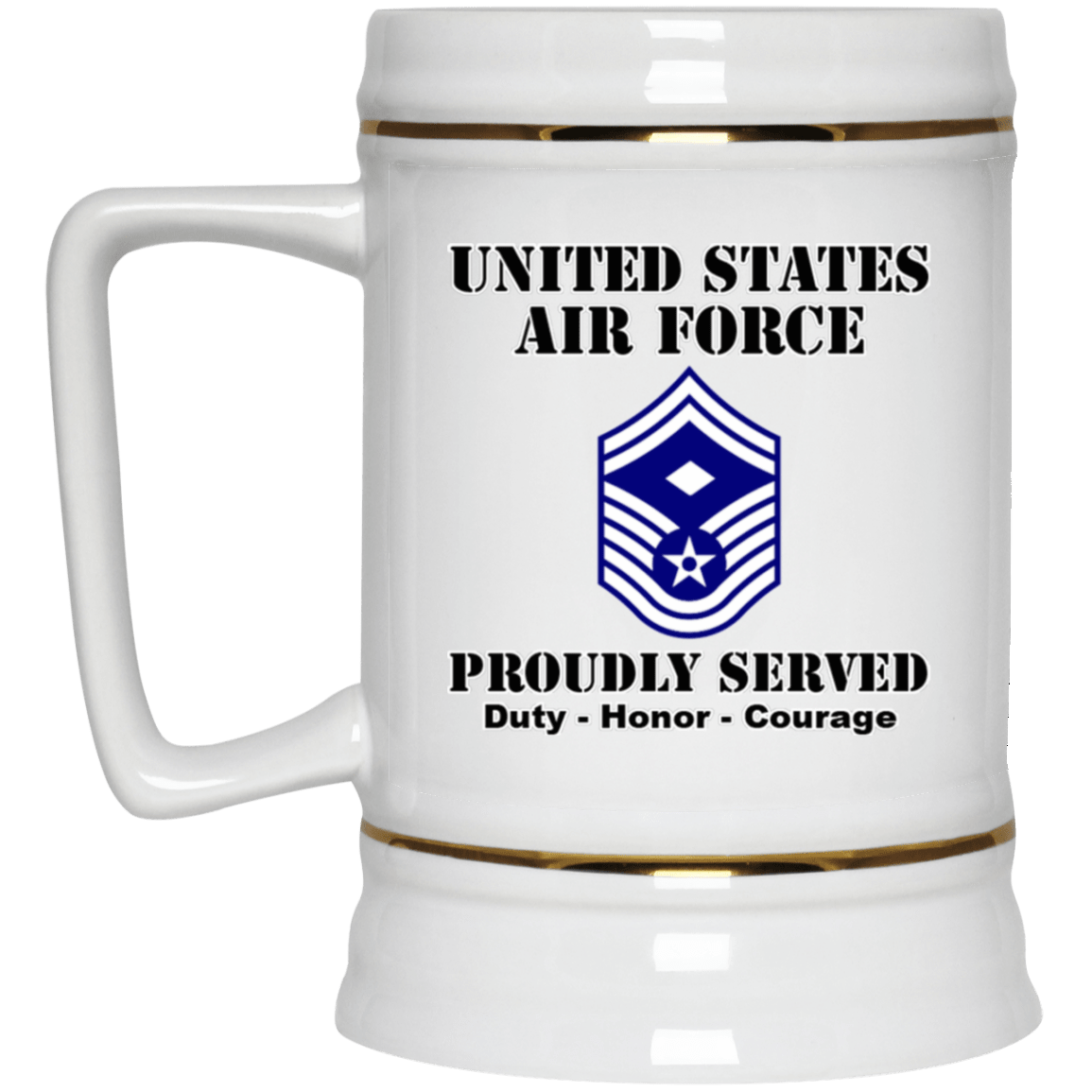 US Air Force E-8 First Sergeant Ranks White Coffee Mug - Stainless Travel Mug-Mug-USAF-Ranks-Veterans Nation