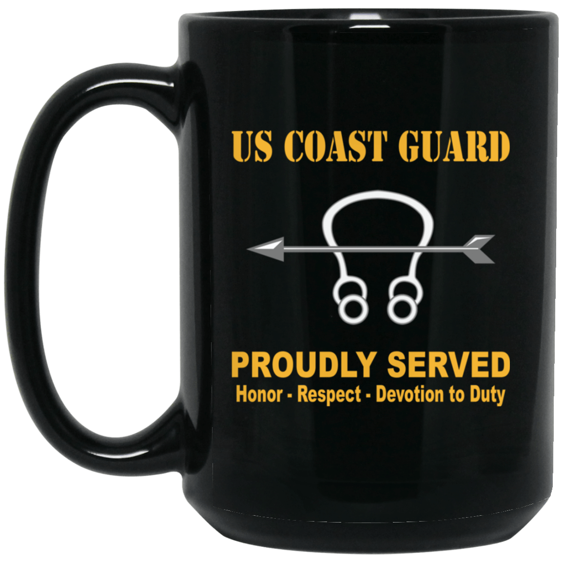 US Coast Guard Sonar Technician ST Logo Proudly Served Black Mug 11 oz - 15 oz-Mug-USCG-Rate-Veterans Nation