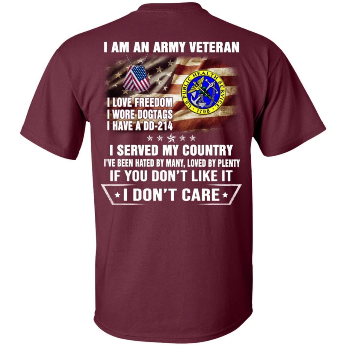 T-Shirt "I Am An Army Public Health Service Veteran" On Back-TShirt-Army-Veterans Nation