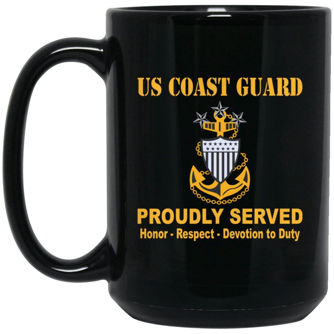 US Coast Guard E-9 Master Chief Petty Officer Of The Coast Guard E9 MCPOC Senior Enlisted Advisor Collar Device 11 oz - 15 oz Black Mug-Mug-USCG-Collar-Veterans Nation