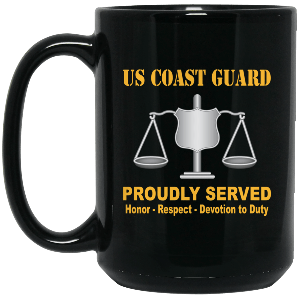 USCG INVESTIGATOR IV Logo Proudly Served Black Mug 11 oz - 15 oz-Mug-USCG-Rate-Veterans Nation