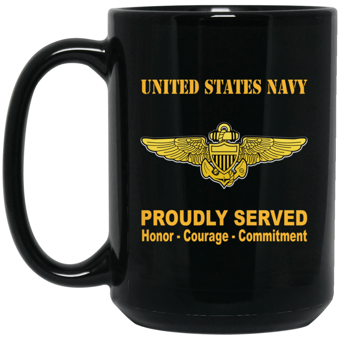 US Navy Naval Aviator Badge 11 oz - 15 oz Black Mug-Mug-Navy-Badge-Veterans Nation