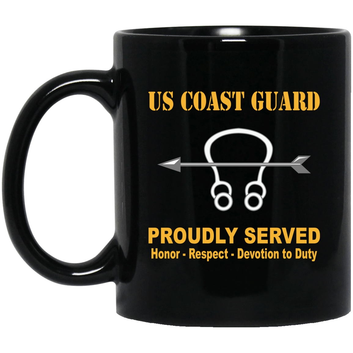 US Coast Guard Sonar Technician ST Logo Proudly Served Black Mug 11 oz - 15 oz-Mug-USCG-Rate-Veterans Nation