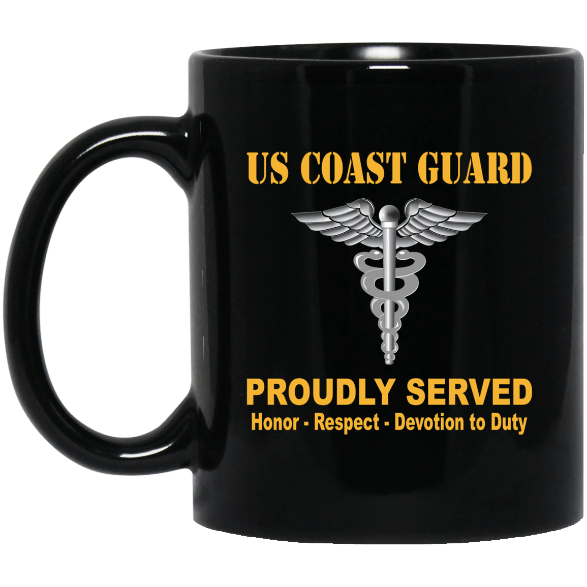 US Coast Guard Health Services Technician HS Logo Proudly Served Black Mug 11 oz - 15 oz-Mug-USCG-Rate-Veterans Nation
