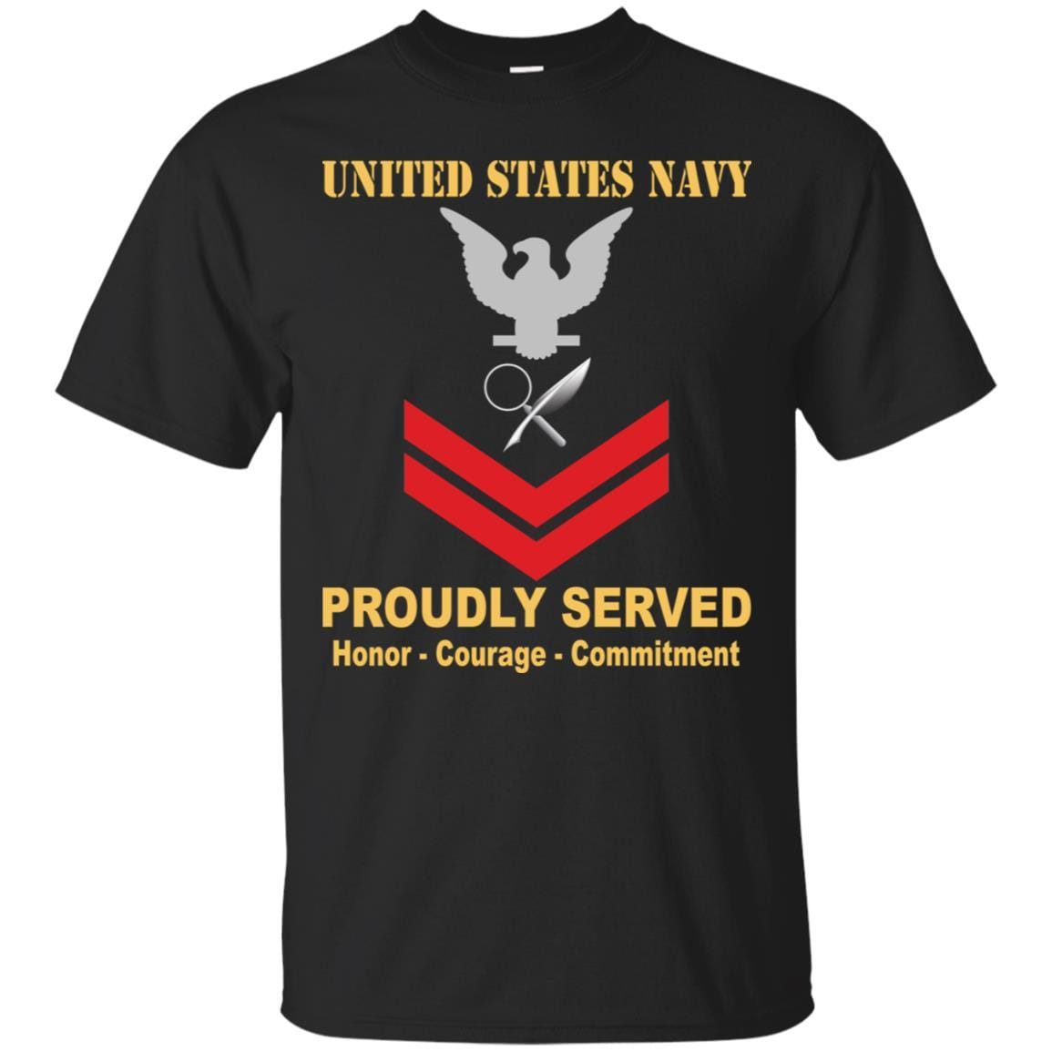 Navy Intelligence Specialist Navy IS E-5 Rating Badges Proudly Served T-Shirt For Men On Front-TShirt-Navy-Veterans Nation