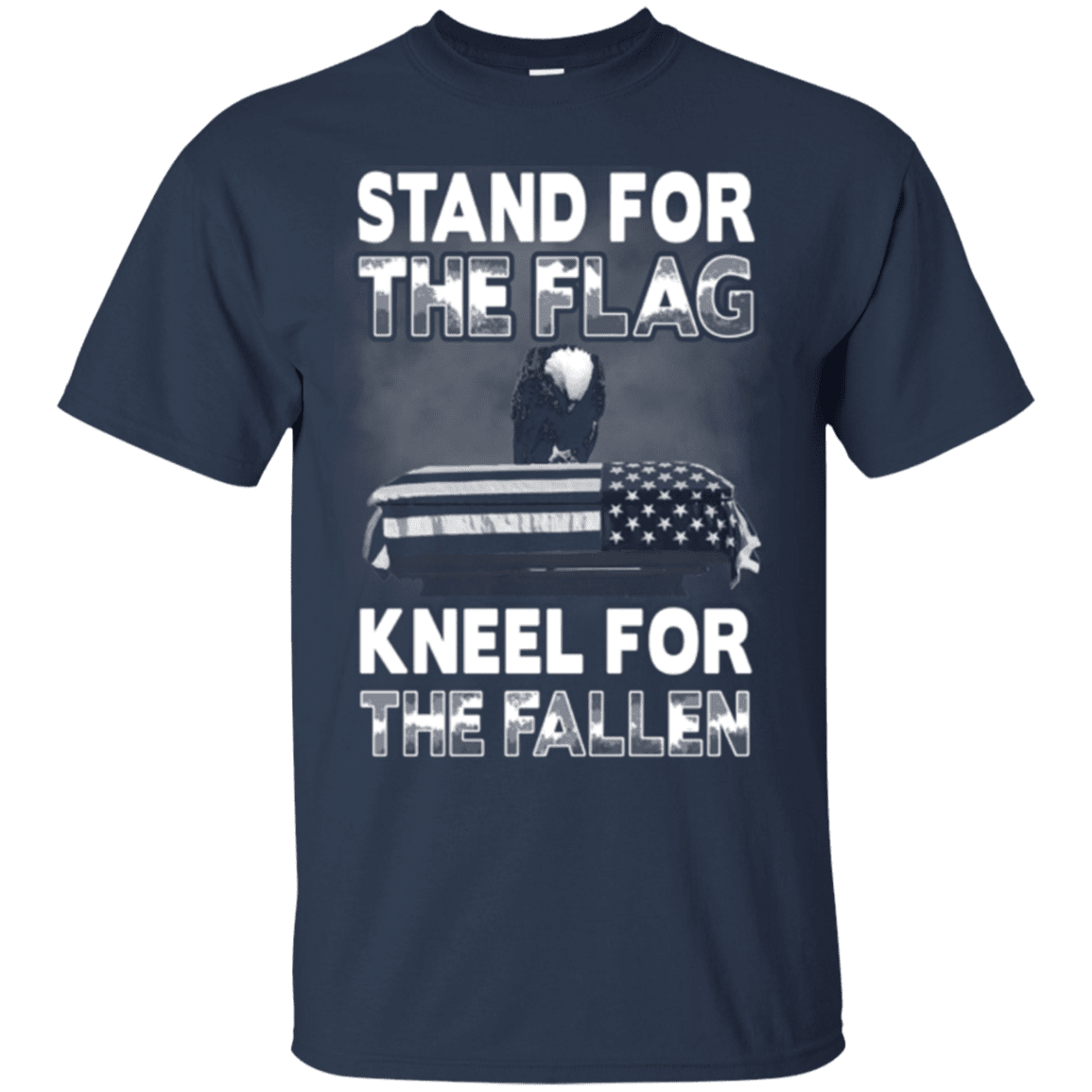 Military T-Shirt "Stand For The Flag Kneel For The Fallen"-TShirt-General-Veterans Nation