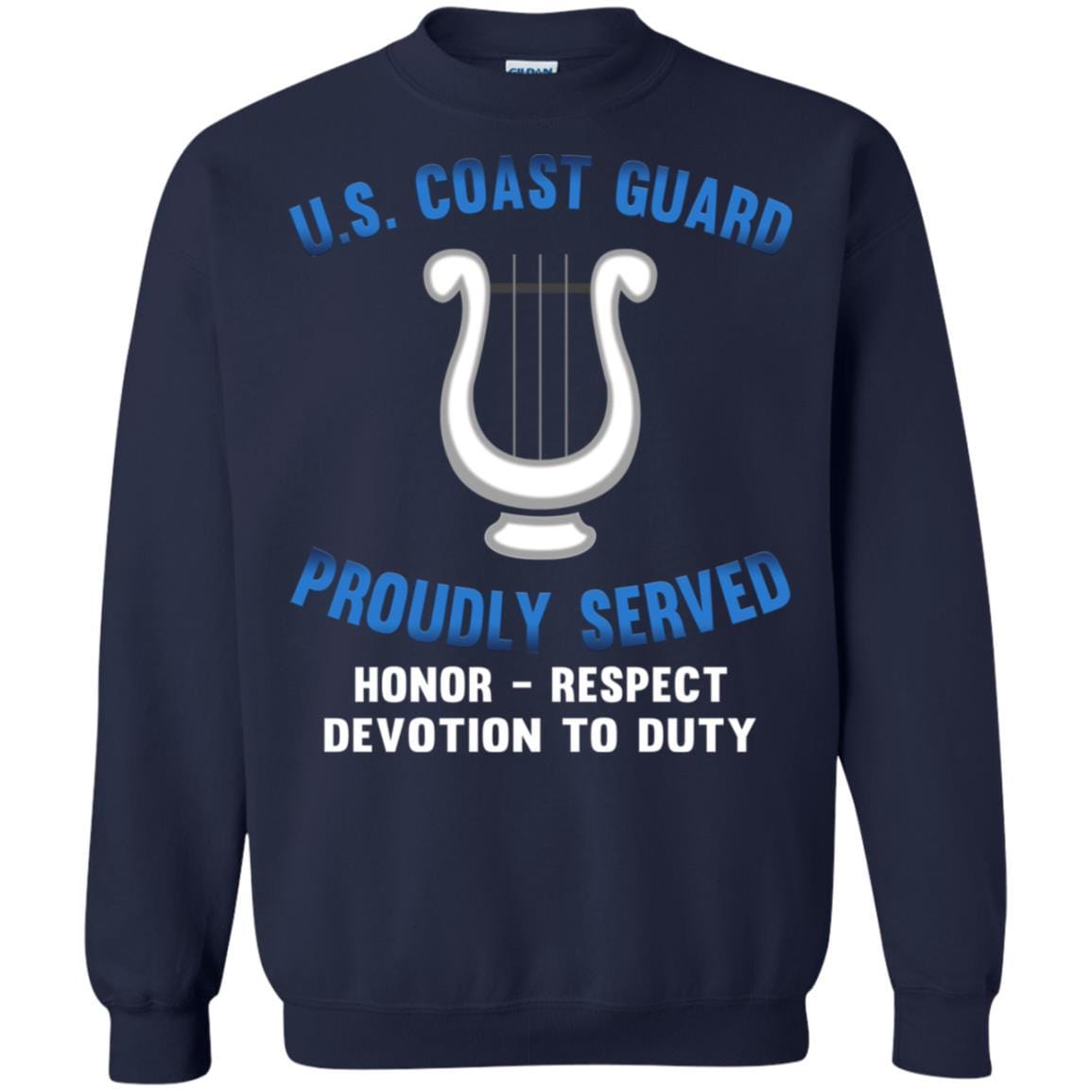US Coast Guard Musician MU Logo Proudly Served T-Shirt For Men On Front-TShirt-USCG-Veterans Nation