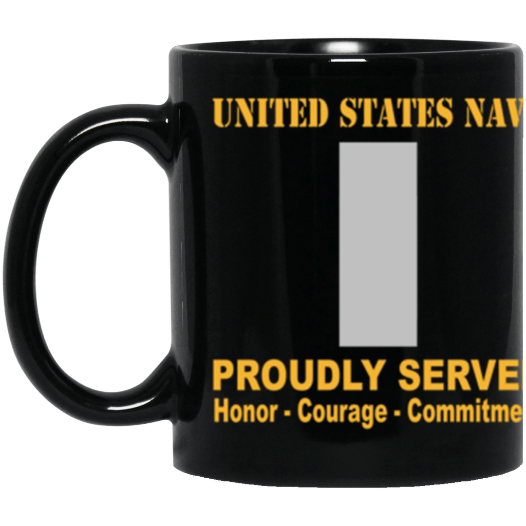 US Navy O-2 Lieutenant Junior Grade O2 LTJG Junior Officer Ranks Proudly Served Core Values 11 oz. Black Mug-Drinkware-Veterans Nation