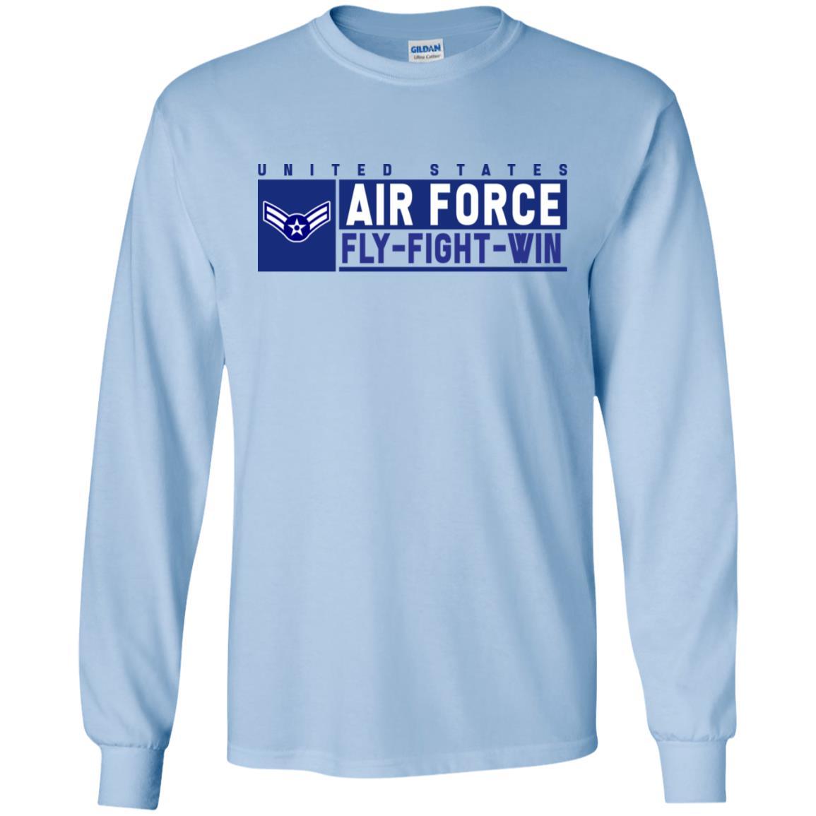 US Air Force E-3 Airman First Class Fly - Fight - Win Long Sleeve - Pullover Hoodie-TShirt-USAF-Veterans Nation
