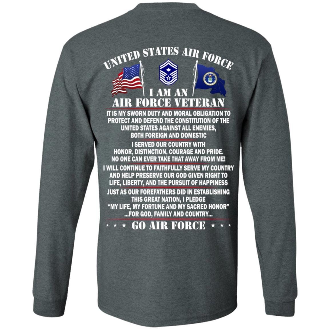 US Air Force E-8 First sergeant E-8 Rank - Go Air Force T-Shirt On Back-TShirt-USAF-Veterans Nation