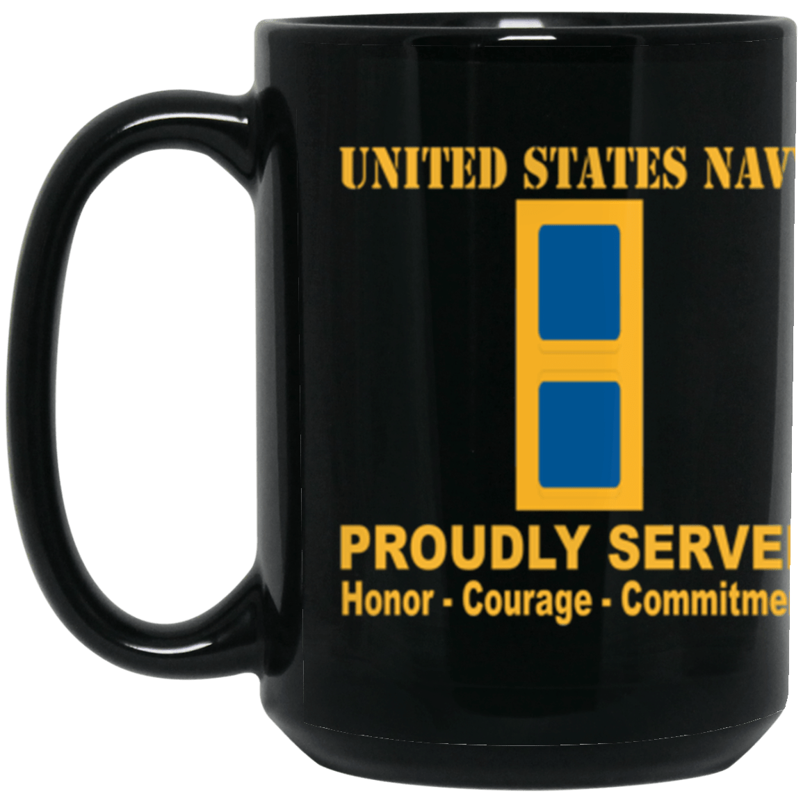 US Navy W-1 Warrant Officer W1 WO1 Core Values 15 oz. Black Mug-Drinkware-Veterans Nation