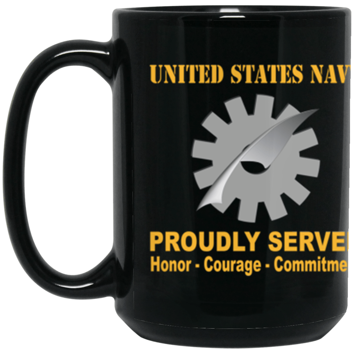 US Navy Navy Data Processing Technician Navy DP Proudly Served Core Values 15 oz. Black Mug-Drinkware-Veterans Nation