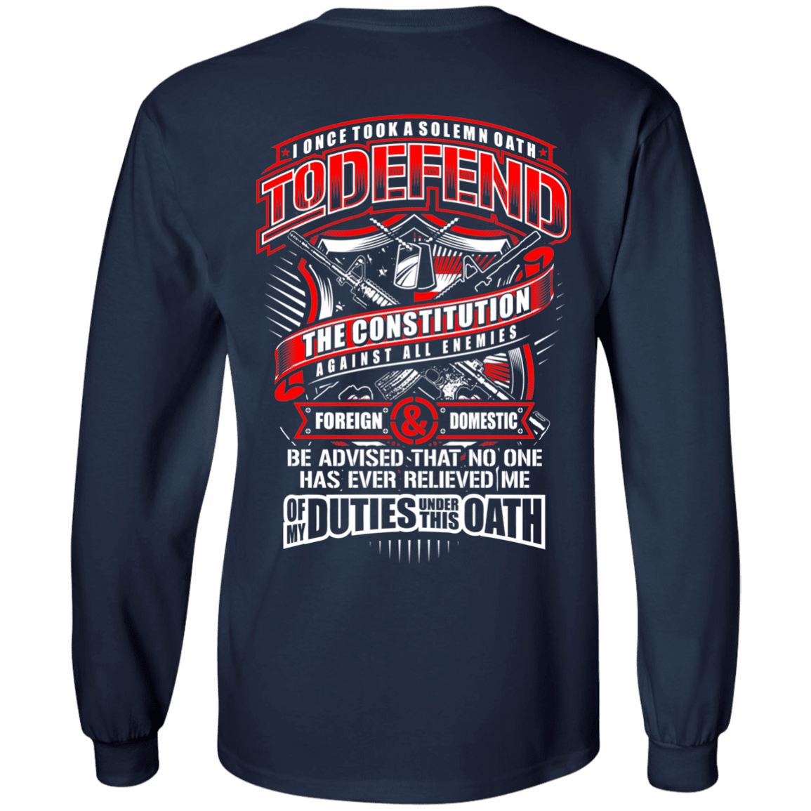 Military T-Shirt "My Oath To Defend The Constitution Veteran" Men Back-TShirt-General-Veterans Nation