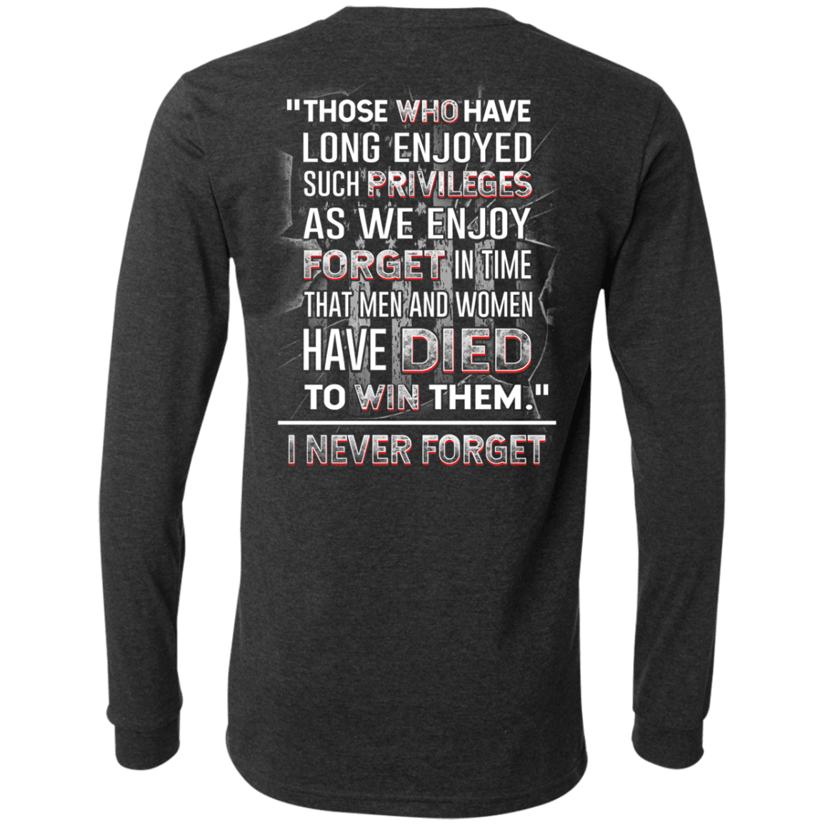 Military T-Shirt "I Never Forget Men And Women Veteran" - Men Back-TShirt-General-Veterans Nation