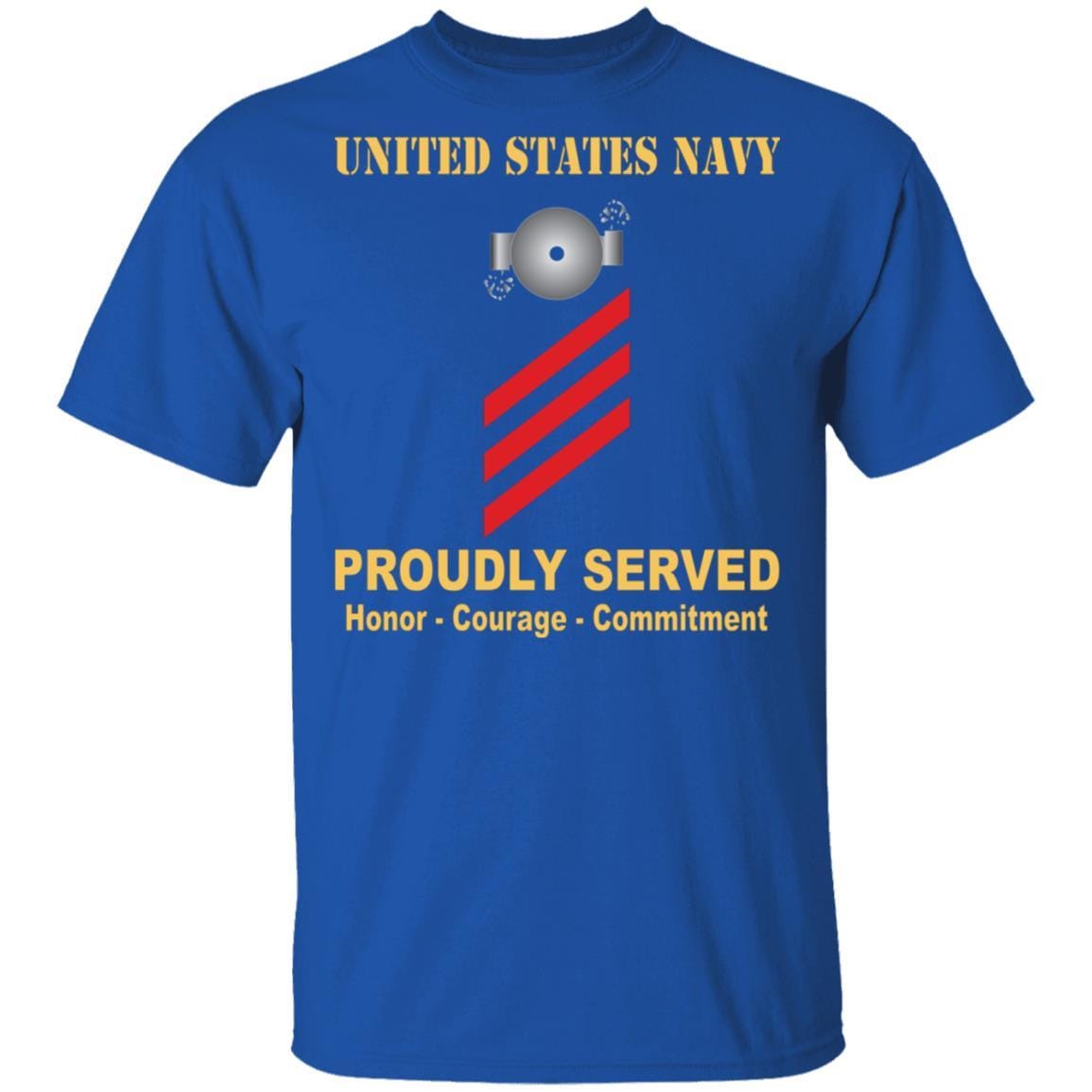 US Navy T-Shirt Boiler technician Navy BT E-3 Red Stripe Rating Badges Proudly Served On Front-T-Shirts-Veterans Nation