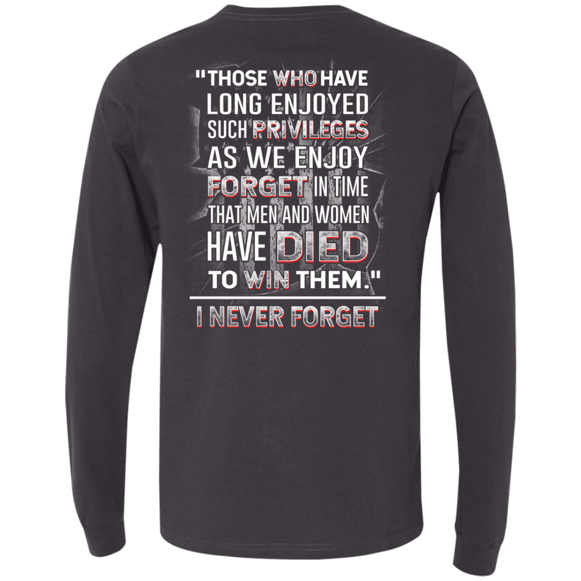 Military T-Shirt "I Never Forget Men And Women Veteran" - Men Back-TShirt-General-Veterans Nation