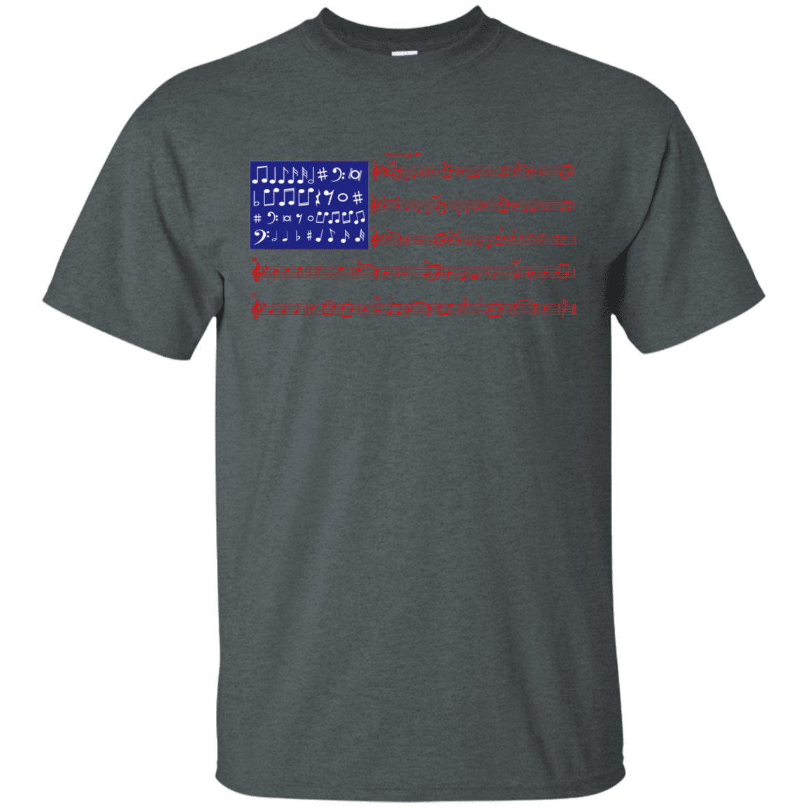 Military T-Shirt "4th Of July Gift Independence Music Note America Flag T-Shirt Men" Front-TShirt-General-Veterans Nation