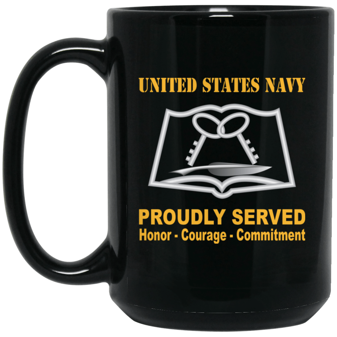 Navy Culinary Specialist Navy CS Proudly Served Black Mug 11 oz - 15 oz-Mug-Navy-Rate-Veterans Nation