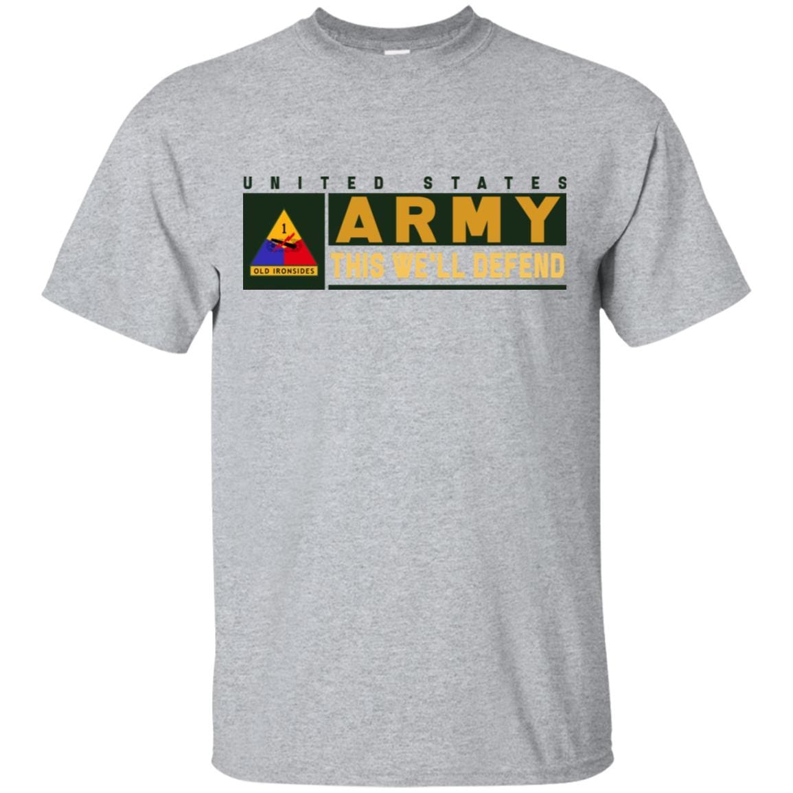 US Army 1st Armored Division- This We'll Defend T-Shirt On Front For Men-TShirt-Army-Veterans Nation