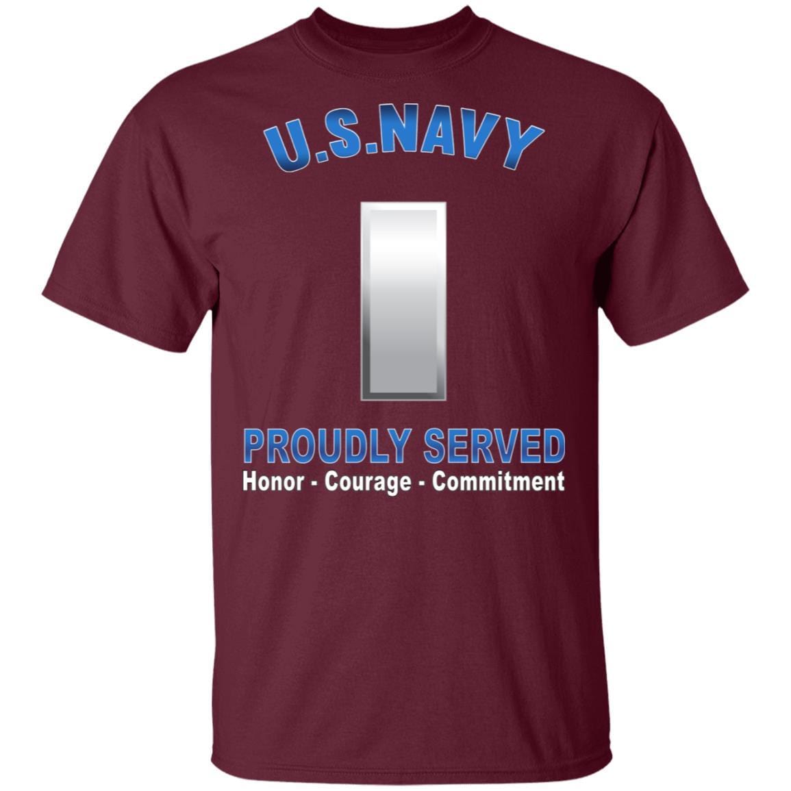 US Navy O-2 Lieutenant Junior Grade O2 LTJG Junior Officer Proudly Served T-Shirt On Front-Apparel-Veterans Nation
