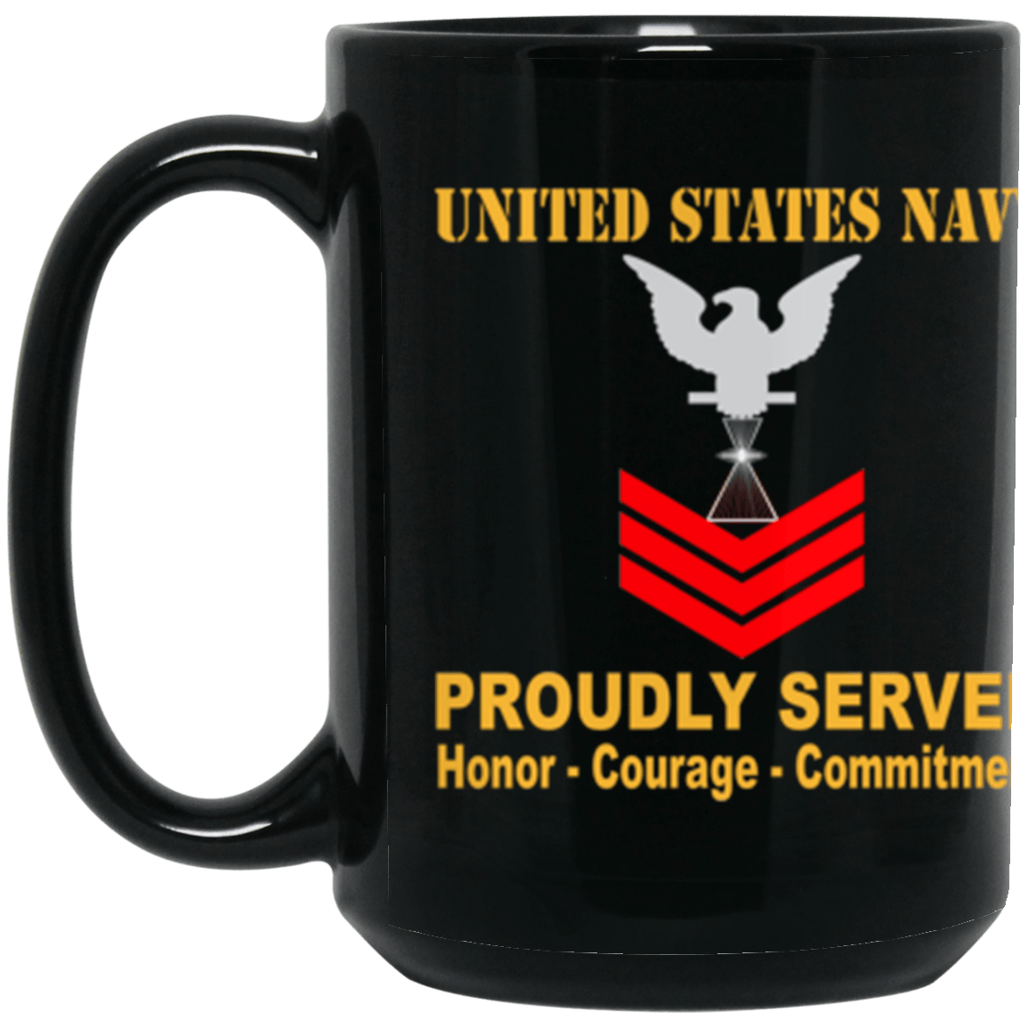 US Navy Aviation Photographer's Mate Navy PH E-6 Red Stripe 15 oz. Black Mug-Drinkware-Veterans Nation