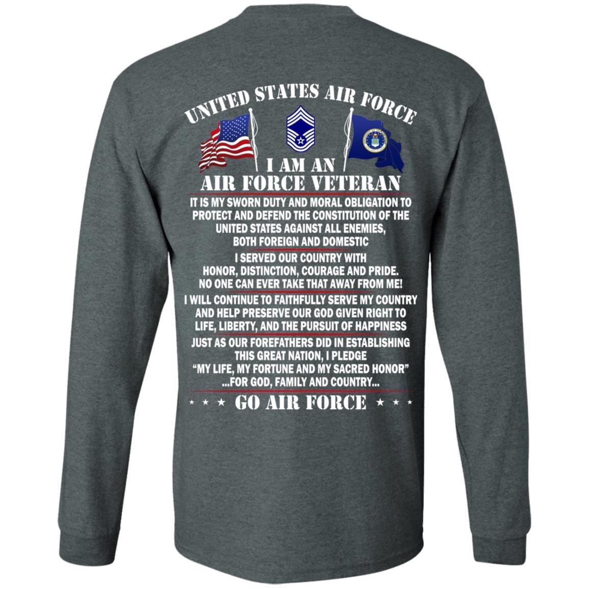 US Air Force E-9 Chief Master Sergeant CMSgt E9 Noncommissioned Officer AF Ranks - Go Air Force T-Shirt On Back-TShirt-USAF-Veterans Nation