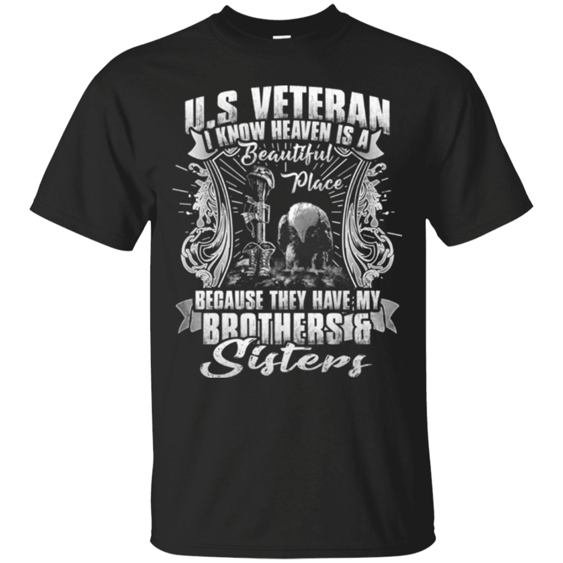 Military T-Shirt "HEAVEN IS THE BEAUTIFUL PLACE WITH BROTHERS AND SISTERS VETERAN"-TShirt-General-Veterans Nation