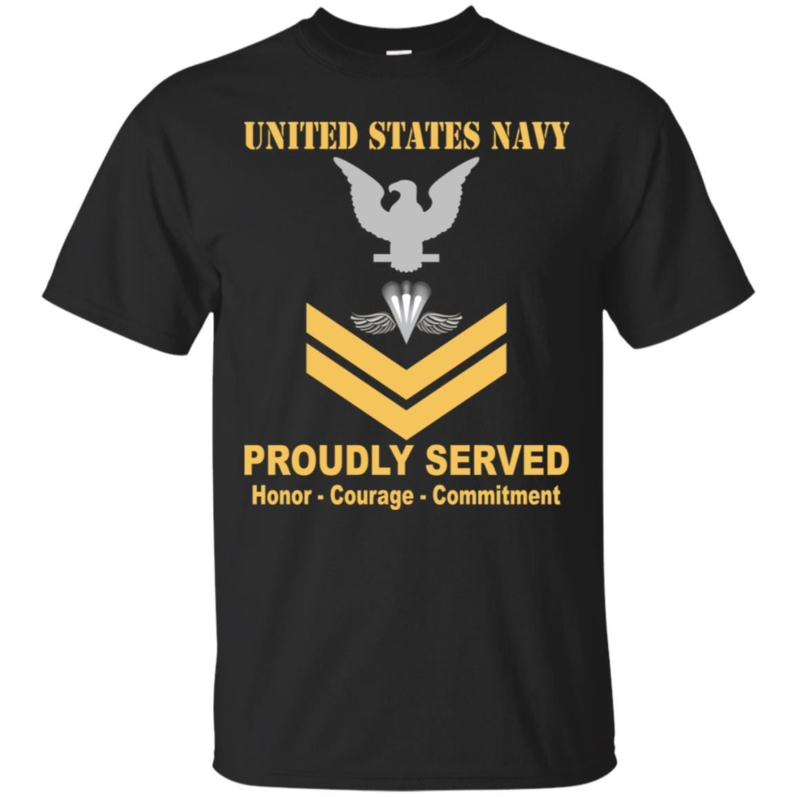 Navy Aircrew Survival Equipmentman Navy PR E-5 Rating Badges Proudly Served T-Shirt For Men On Front-TShirt-Navy-Veterans Nation