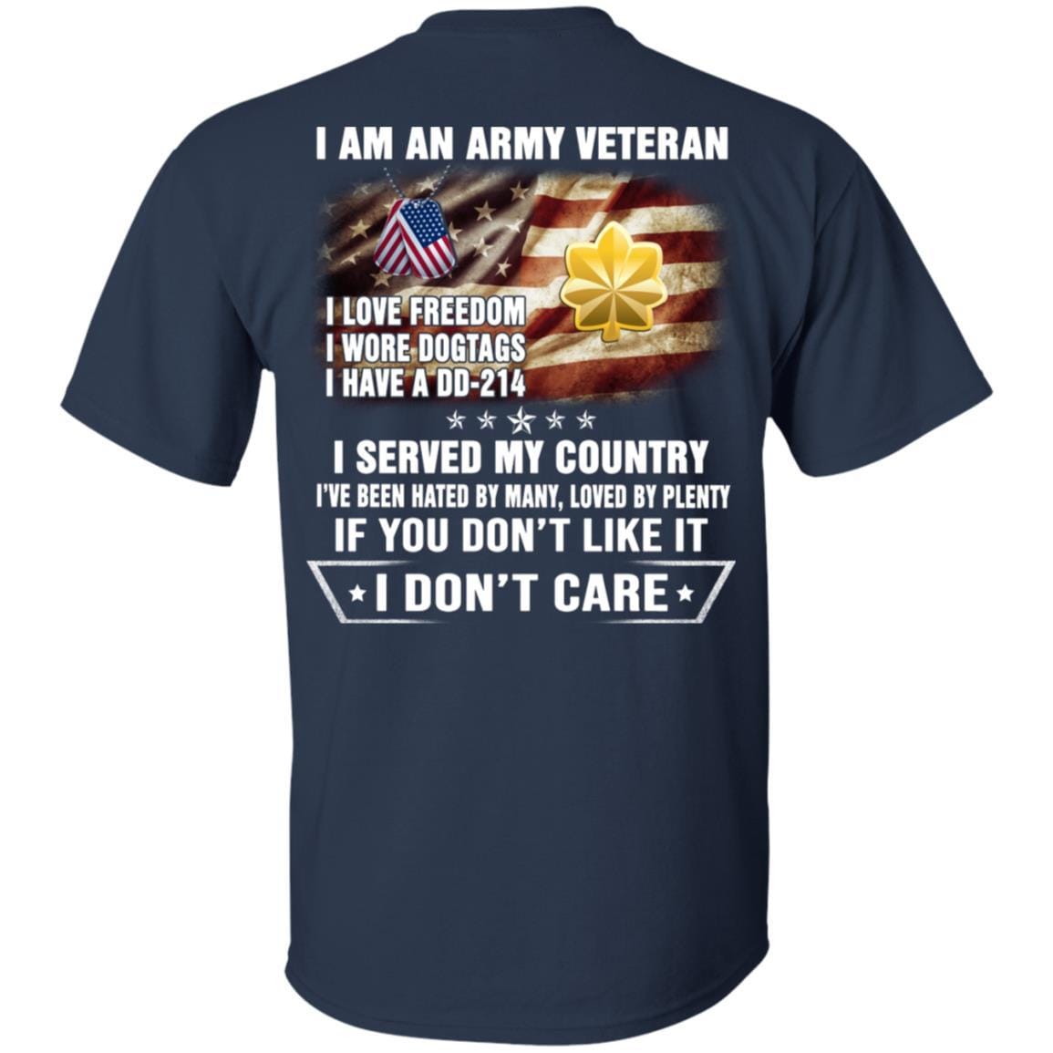 T-Shirt "I Am An Army Veteran" O-4 Major(MAJ)Rank On Back-TShirt-Army-Veterans Nation