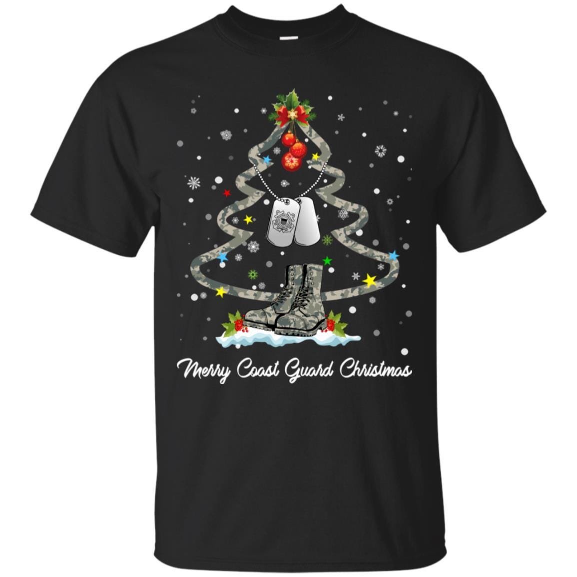 Merry Coast Guard Christmas T-Shirt For Men On Front-TShirt-USCG-Veterans Nation
