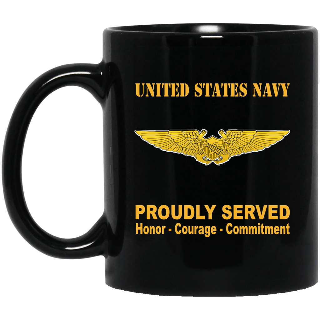 US Navy Naval Astronaut Naval Flight Officer Badge 11 oz - 15 oz Black Mug-Mug-Navy-Badge-Veterans Nation