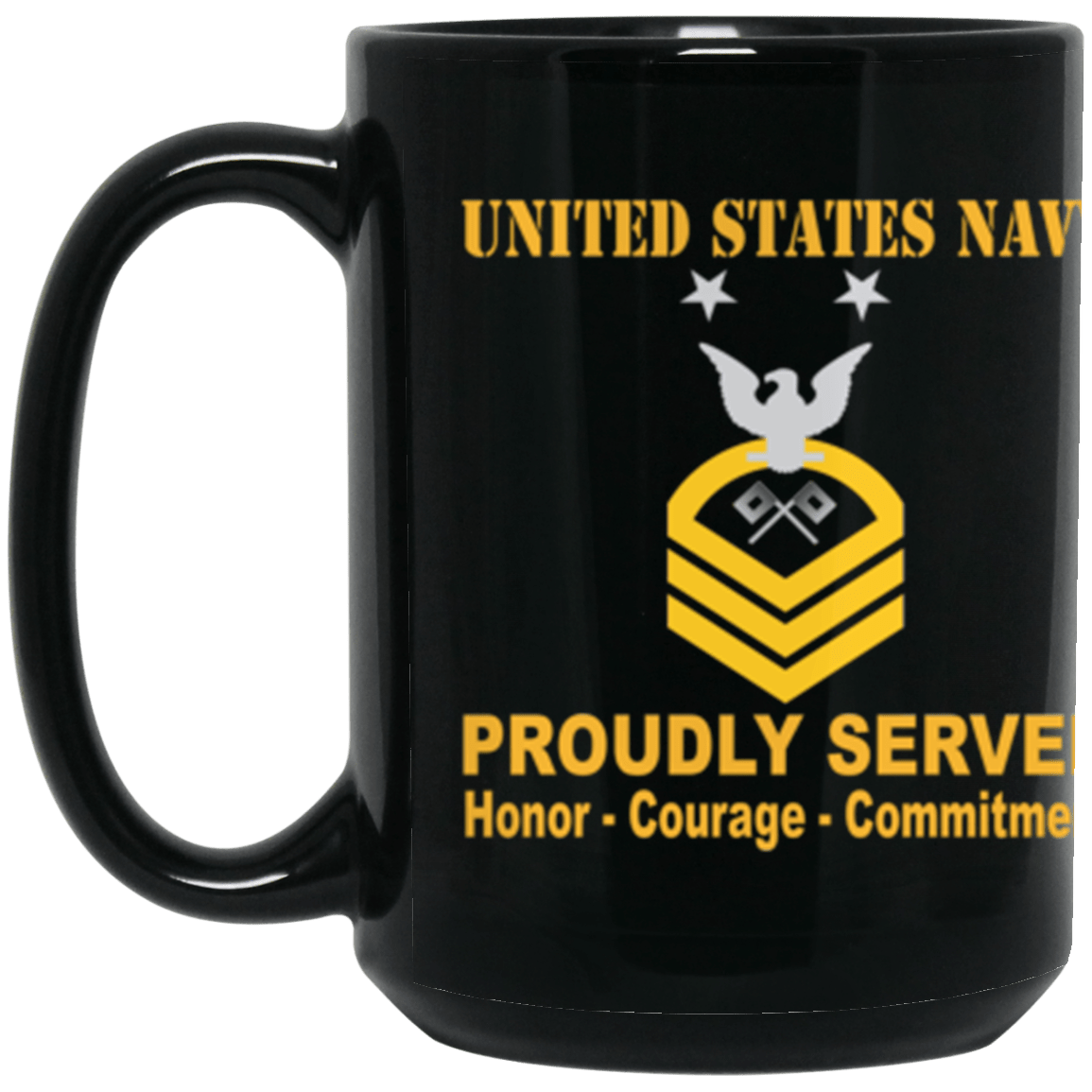 US Navy SN E-9 15 oz. Black Mug-Drinkware-Veterans Nation