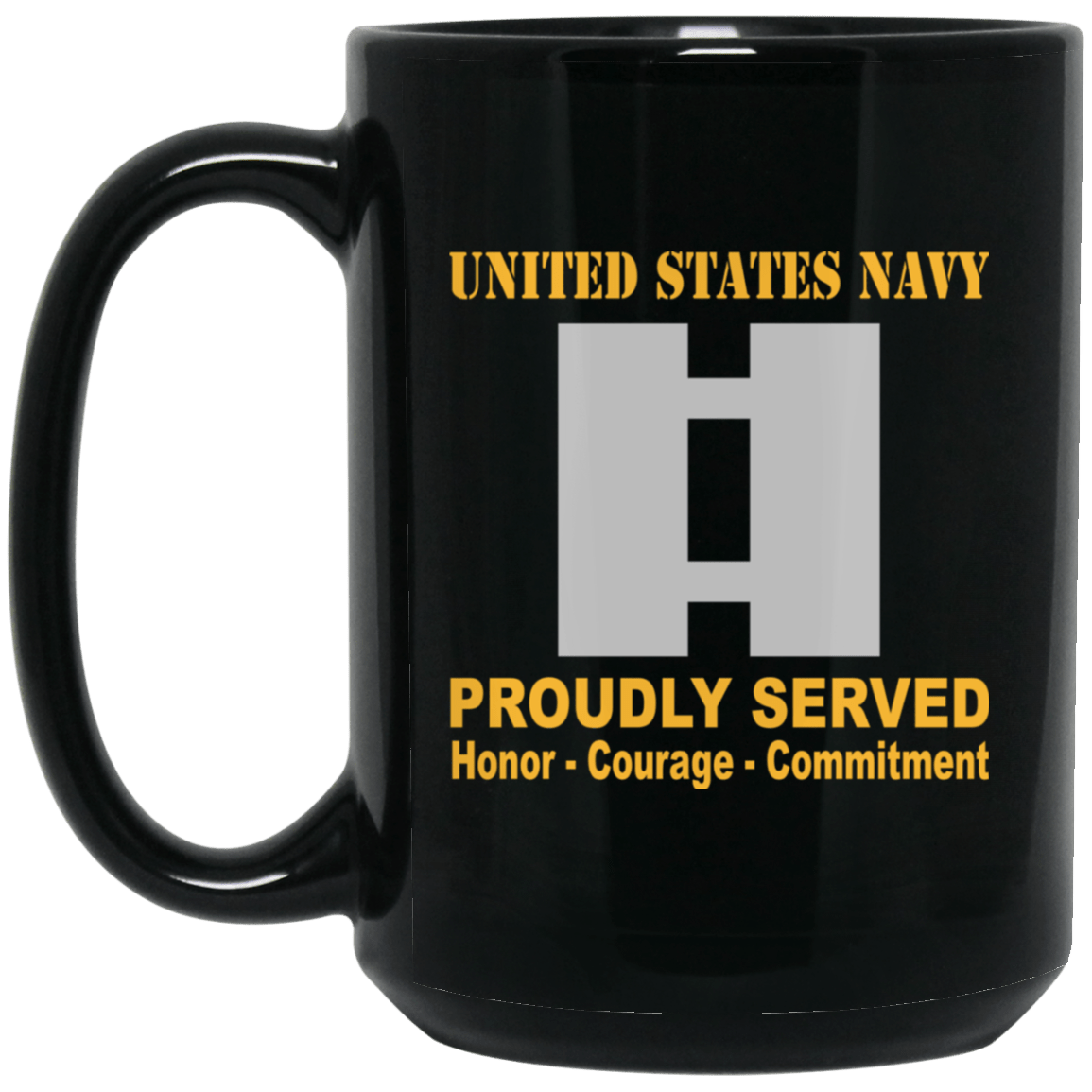 US Navy O-3 Lieutenant O3 LT Junior Officer Ranks Proudly Served Black Mug 11 oz - 15 oz-Mug-Navy-Officer-Veterans Nation